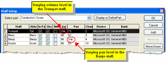 StaffSetupVaryingValueForVolumeAndPan