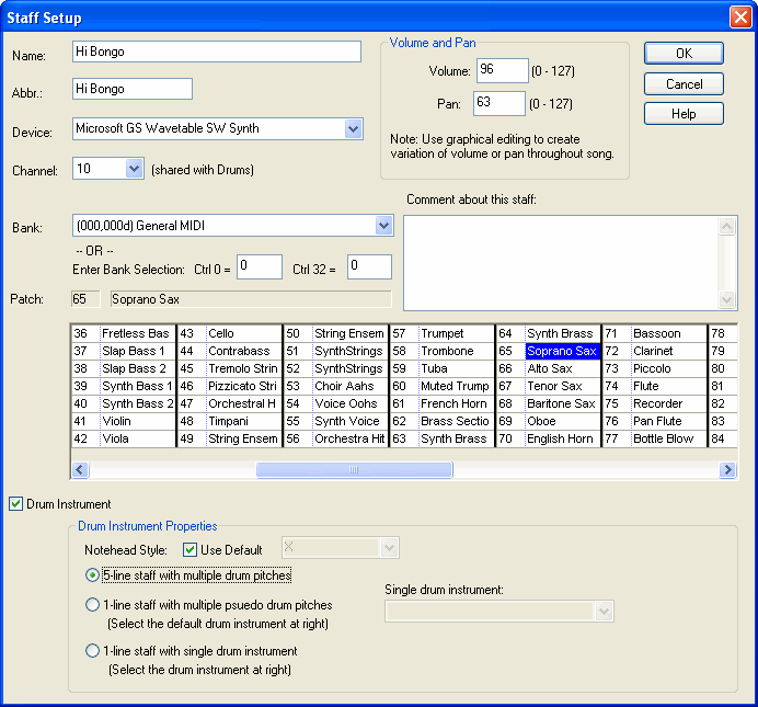 StaffSetupWithDrumInstrumentPart