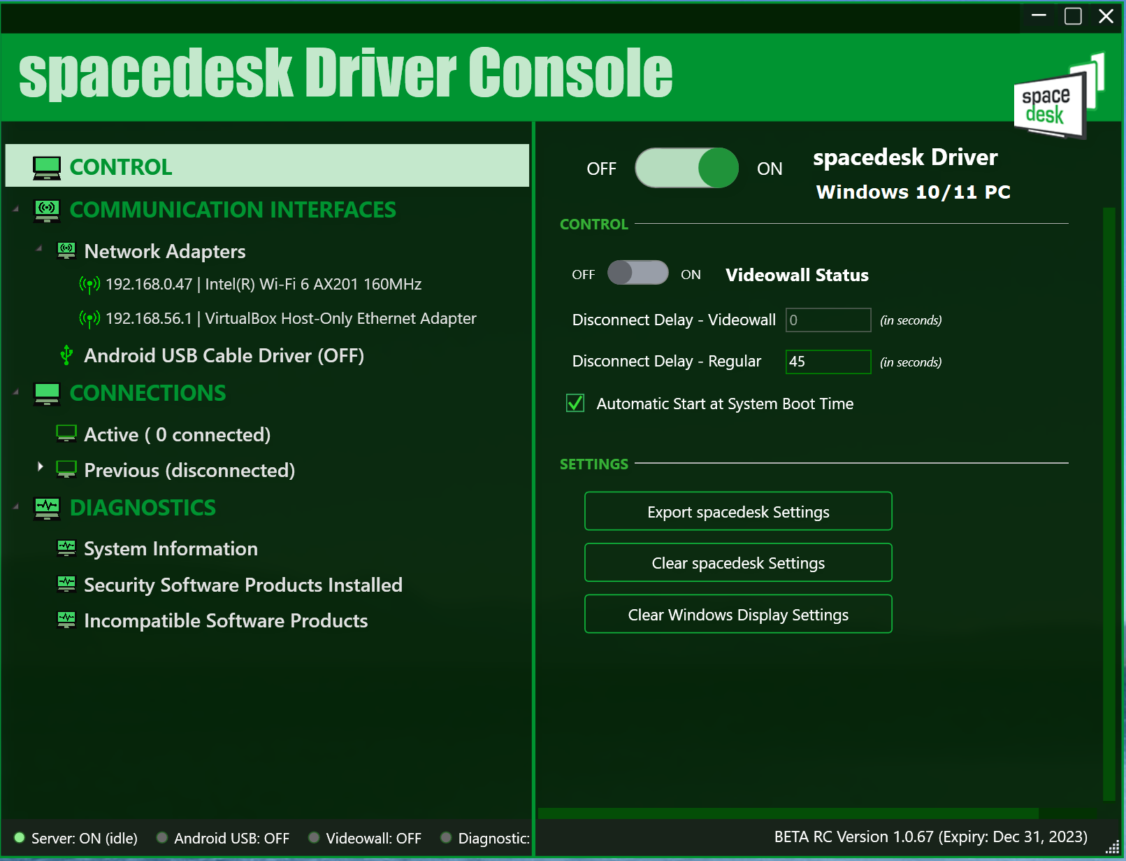 SpaceDeskDriverConsole